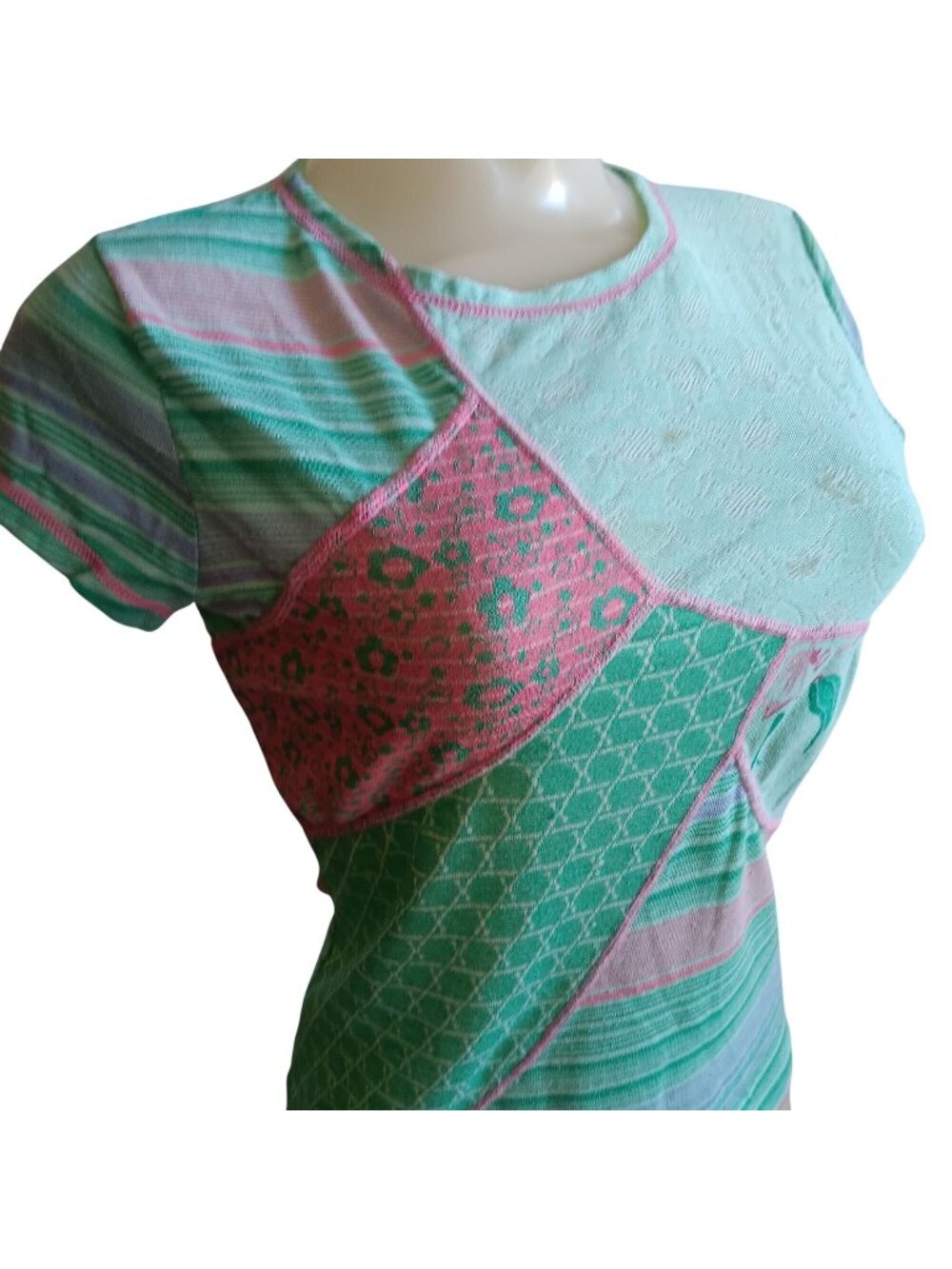 True Vintage T-shirt Small Single Stitch 1970's Disco Patchwork The Red Eye
